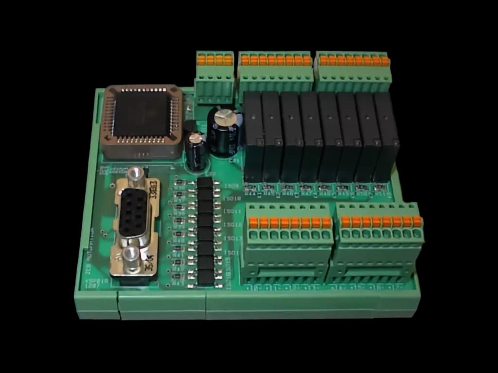 Multifunction relay for 8 digital inputs and 8 digital outputs via RS232